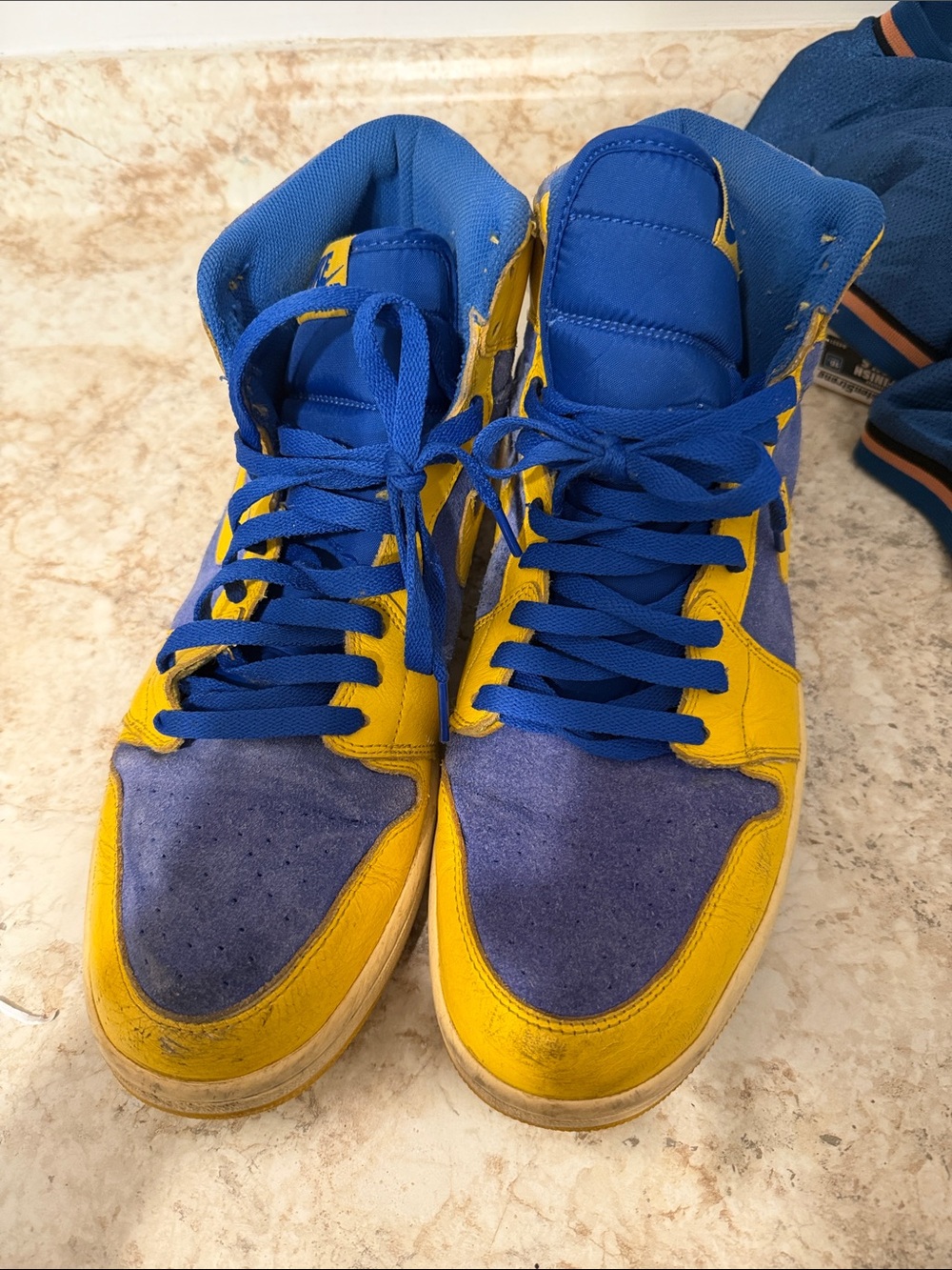 Nike Men's High-Top Sneakers in Blue and Yellow